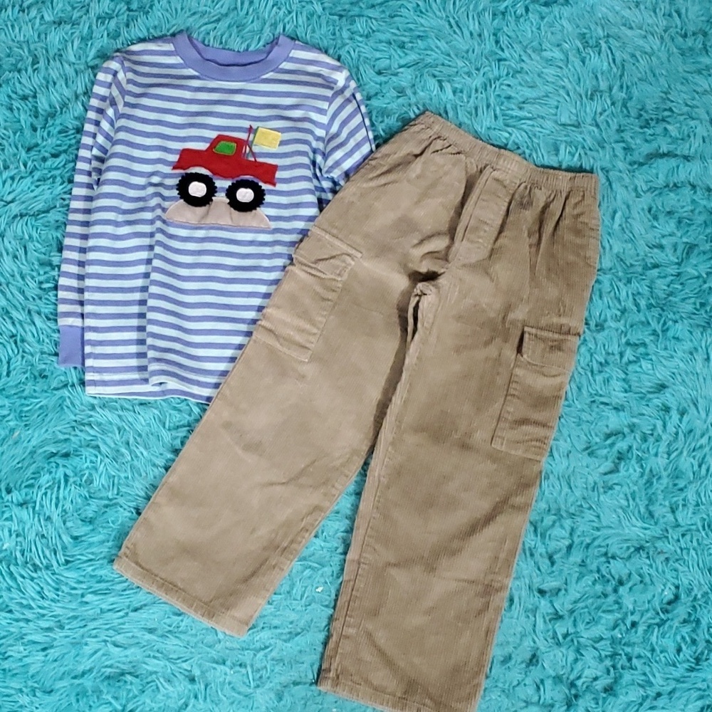 Kelly's Kids Truck Strip T-Shirt & Corduroy Outfit